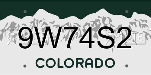 9W74S2 Colorado License Plate