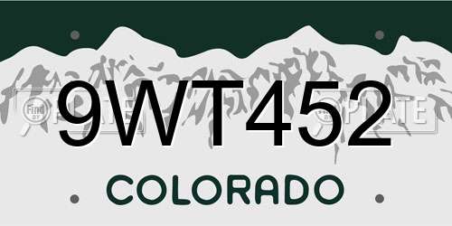 9WT452 Colorado License Plate