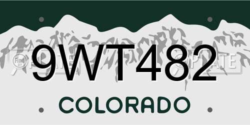 9WT482 Colorado License Plate