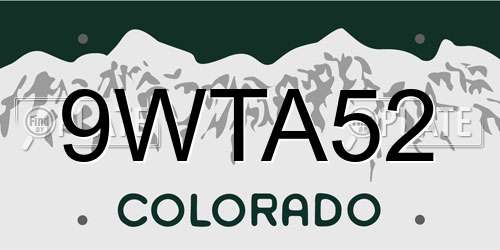 9WTA52 Colorado License Plate