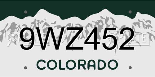 9WZ452 Colorado License Plate