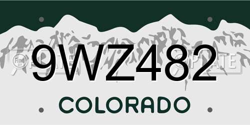 9WZ482 Colorado License Plate