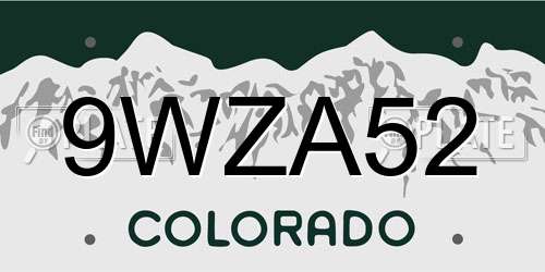 9WZA52 Colorado License Plate
