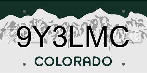 9Y3LMC Colorado License Plate
