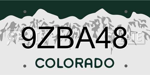9ZBA48 Colorado License Plate