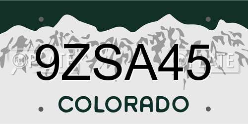 9ZSA45 Colorado License Plate