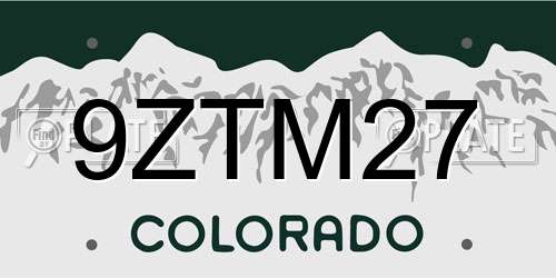 9ZTM27 Colorado License Plate