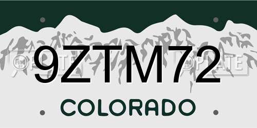 9ZTM72 Colorado License Plate