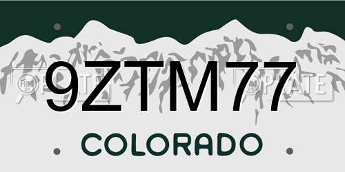 9ZTM77 Colorado License Plate