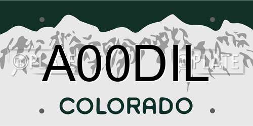 A00DIL Colorado License Plate