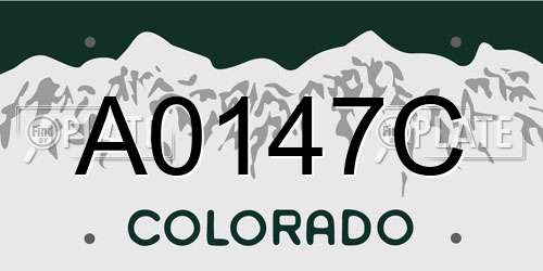 A0147C Colorado License Plate