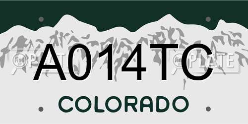 A014TC Colorado License Plate