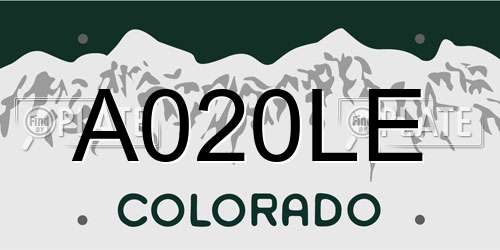 A020LE Colorado License Plate