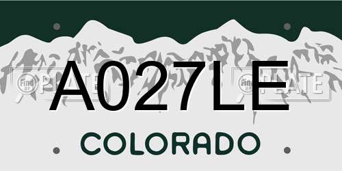 A027LE Colorado License Plate