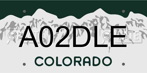 A02DLE Colorado License Plate