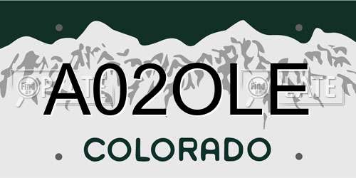 A02OLE Colorado License Plate