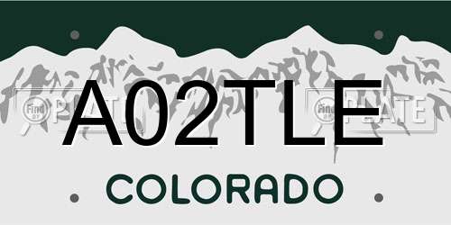 A02TLE Colorado License Plate