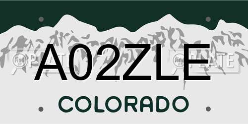 A02ZLE Colorado License Plate