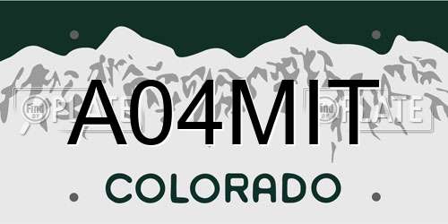 A04MIT Colorado License Plate