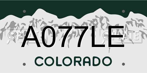 A077LE Colorado License Plate