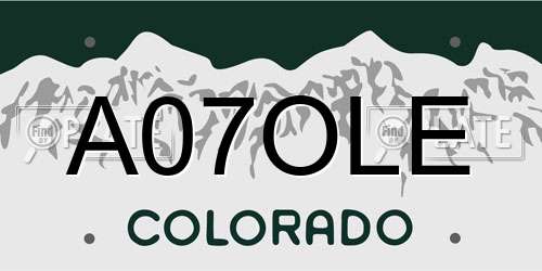 A07OLE Colorado License Plate