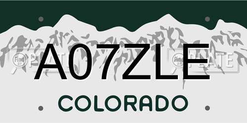 A07ZLE Colorado License Plate