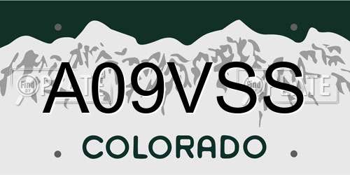 A09VSS Colorado License Plate