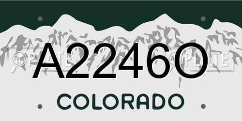 A2246O Colorado License Plate