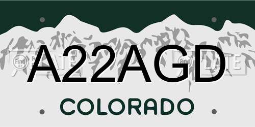 A22AGD Colorado License Plate