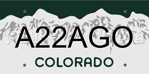 A22AGO Colorado License Plate