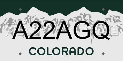 A22AGQ Colorado License Plate