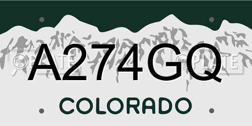 A274GQ Colorado License Plate