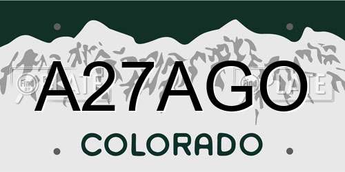 A27AGO Colorado License Plate