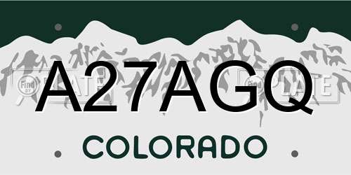 A27AGQ Colorado License Plate