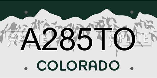 A285TO Colorado License Plate