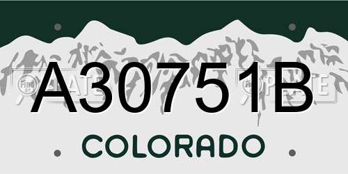 A30751B Colorado License Plate