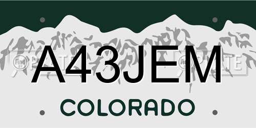 A43JEM Colorado License Plate