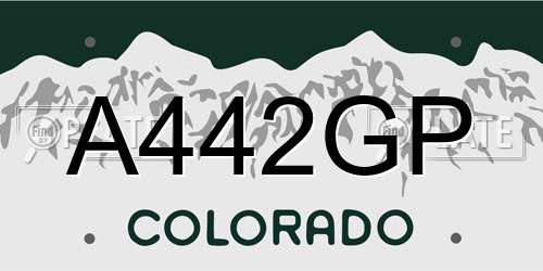 A442GP Colorado License Plate