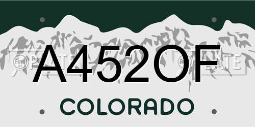 A452OF Colorado License Plate