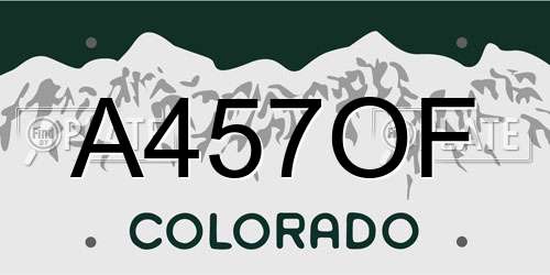 A457OF Colorado License Plate