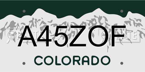 A45ZOF Colorado License Plate