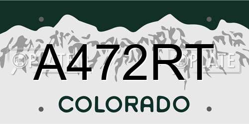 A472RT Colorado License Plate
