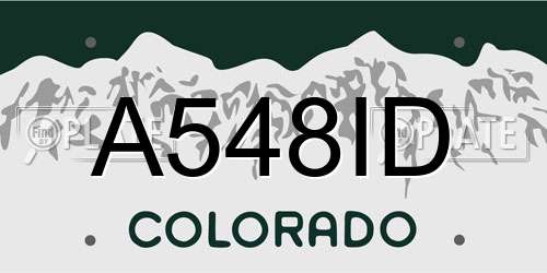 A548ID Colorado License Plate