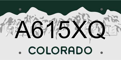 A615XQ Colorado License Plate