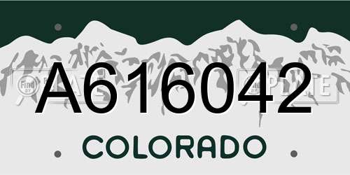 A616042 Colorado License Plate