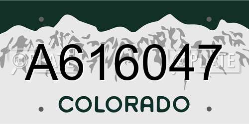 A616047 Colorado License Plate