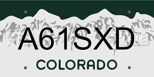 A61SXD Colorado License Plate