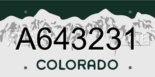 A643231 Colorado License Plate