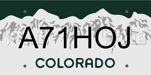 A71HOJ Colorado License Plate