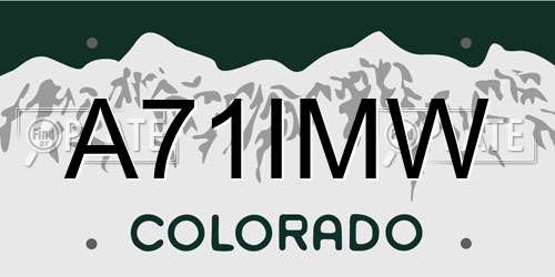 A71IMW Colorado License Plate